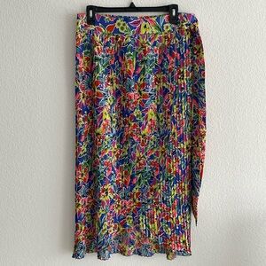 Floral Pleated Midi Skirt - Size L